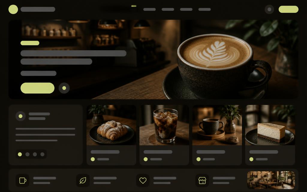Cosy coffee bar website concept