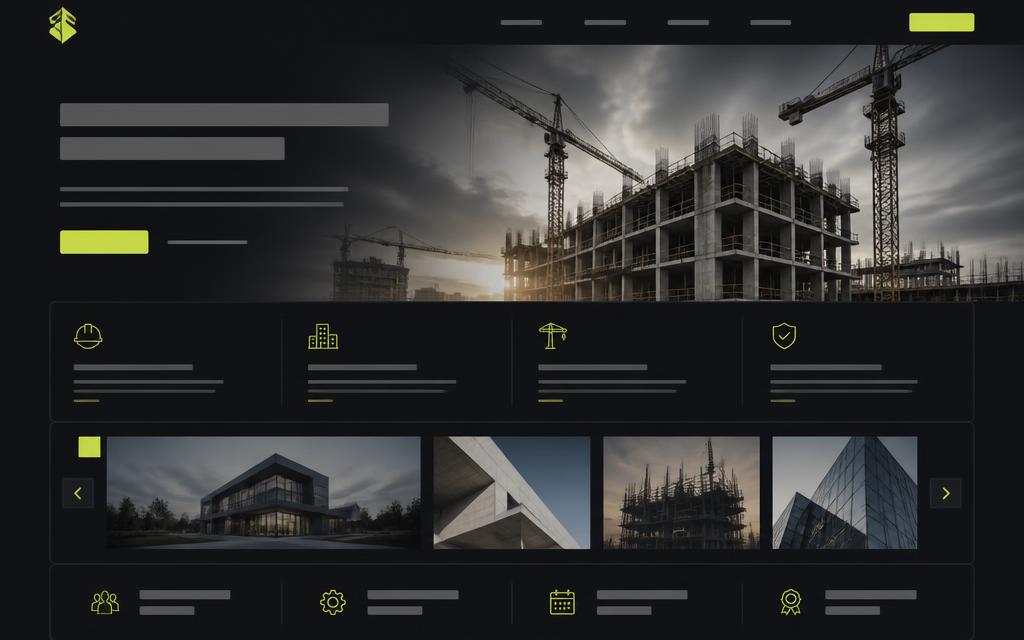 Construction company website concept with an industrial look